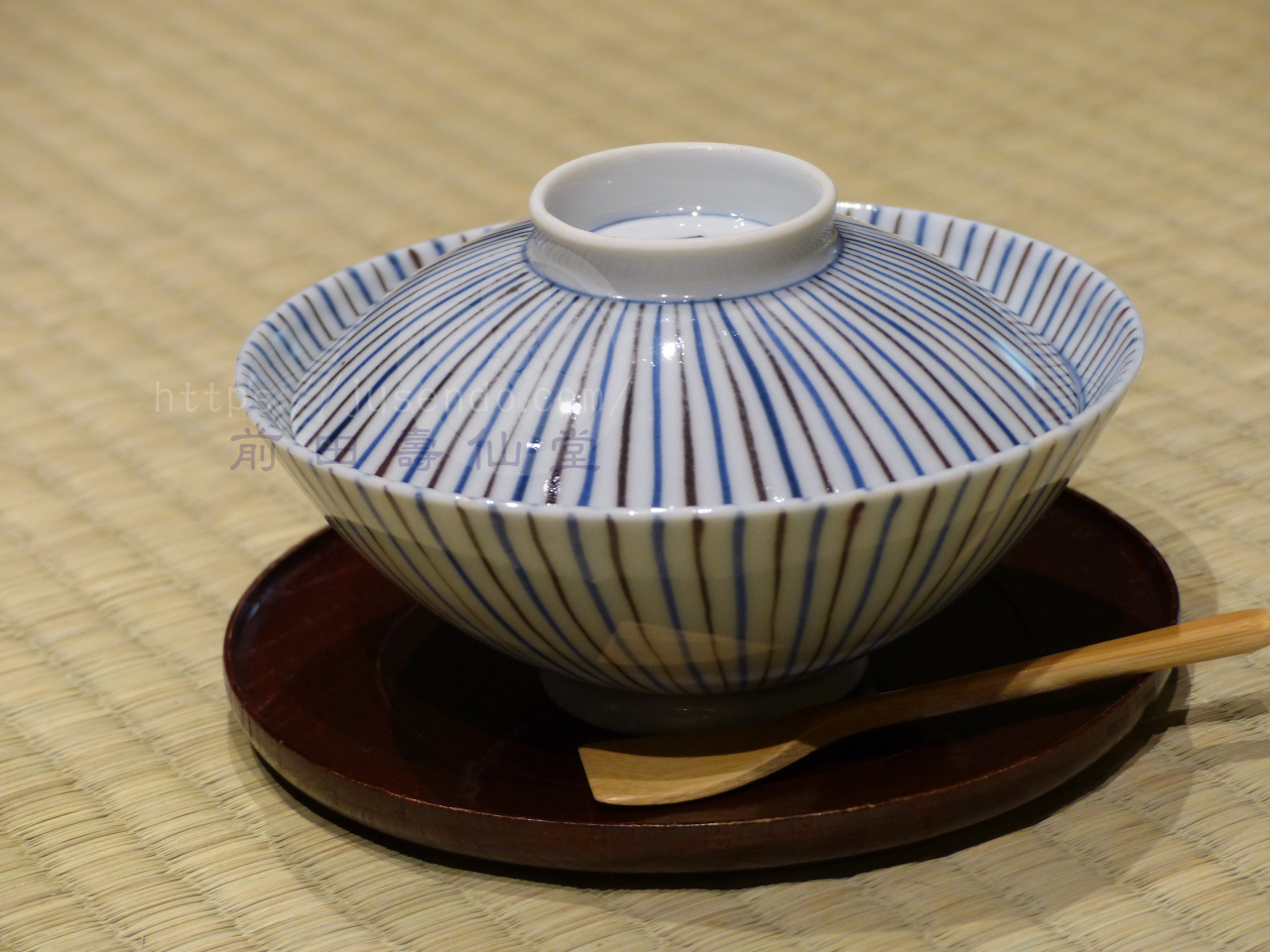 定番限定品『 平安嘉豊 染付麦藁手蓋茶碗 6客 8918 』6枚組 京焼 料亭 日本料理 懐石 和食器 焼物 陶芸 作家物 シンプル 12センチ皿 鉢